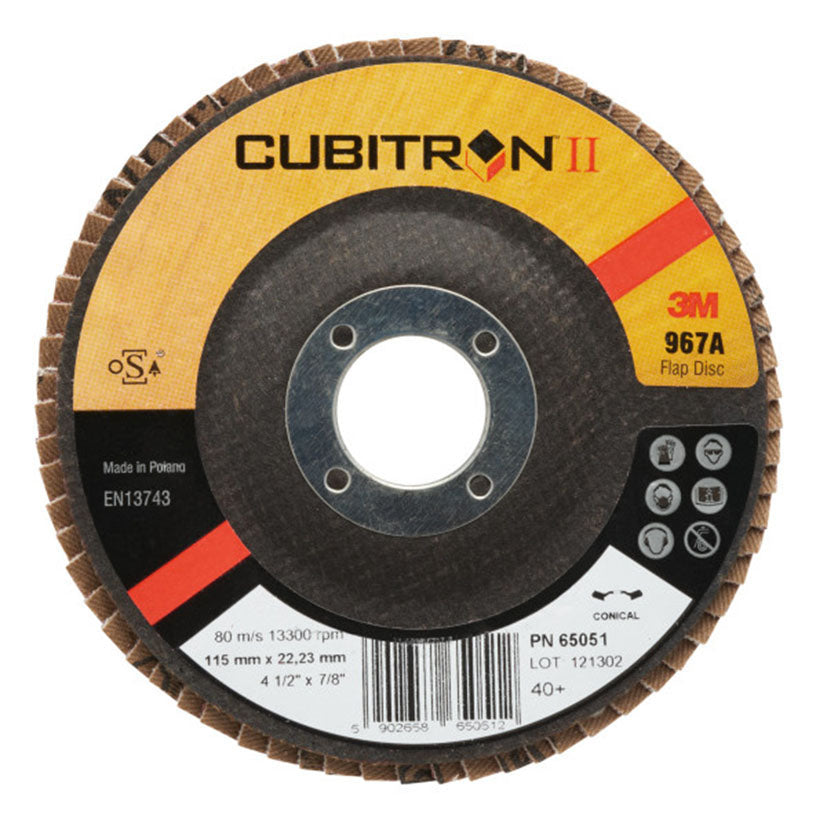DISCO DE LAMELAS CÓNICO 125 MM X 22 MM GR 40. 10UN