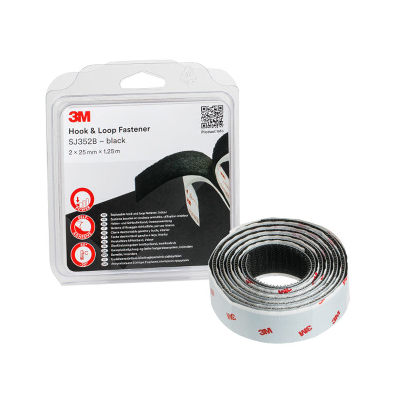 VELCRO PRETO SJ352B, 25X1,25M, 4,4MM