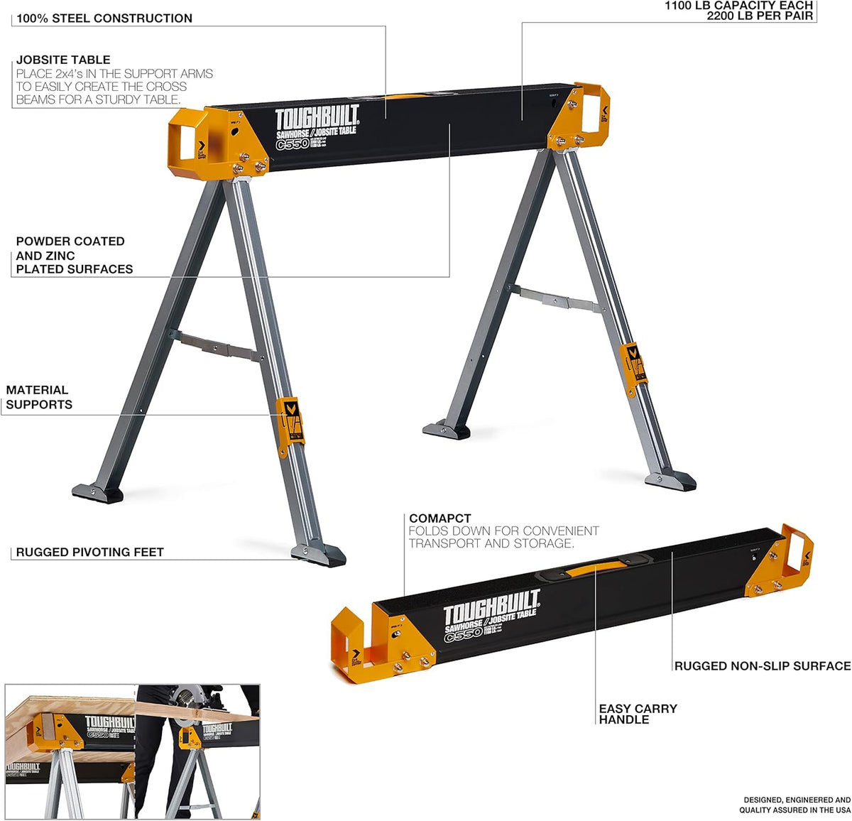 Pack 2 Cavaletes Dobráveis C550 Toughbuilt TB-C550-2-XEA – imagem 13