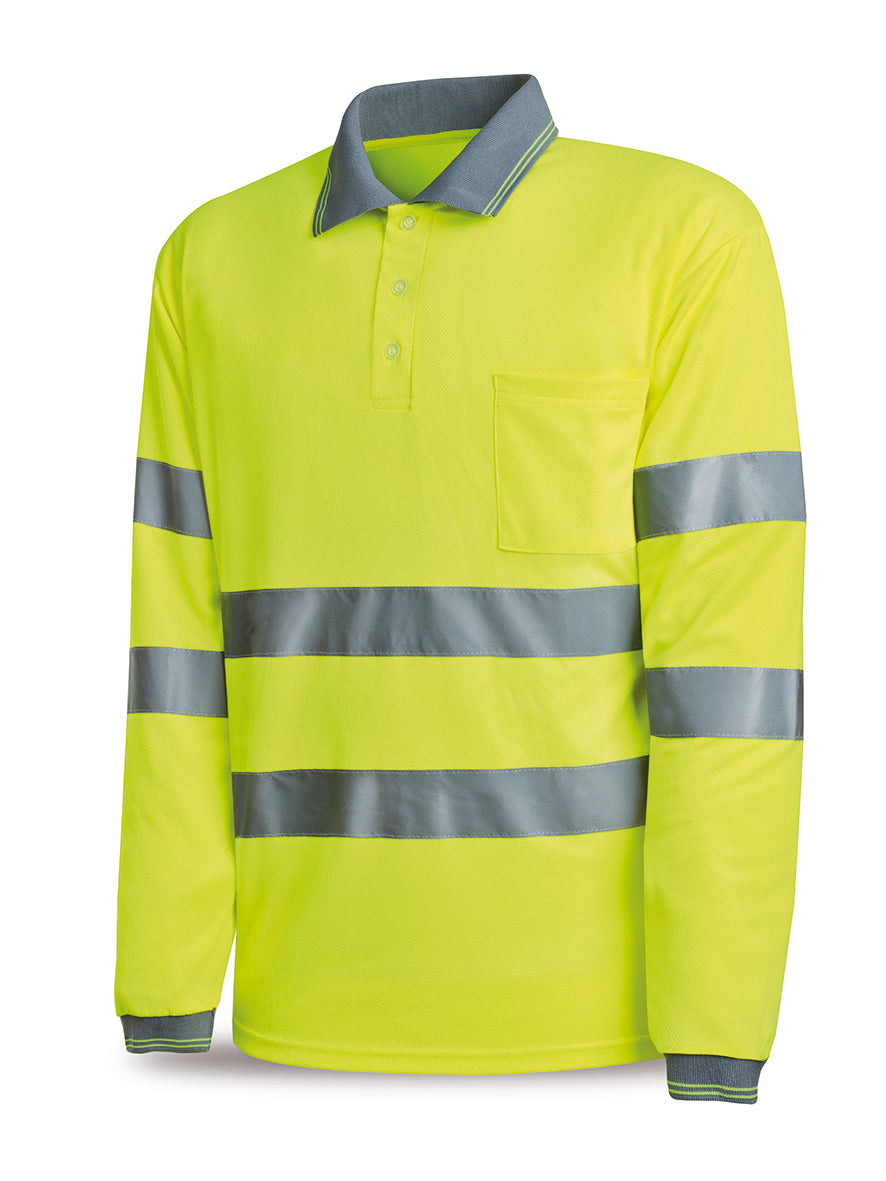 Polo de alta visibilidade amarelo neon 150 g manga comprida