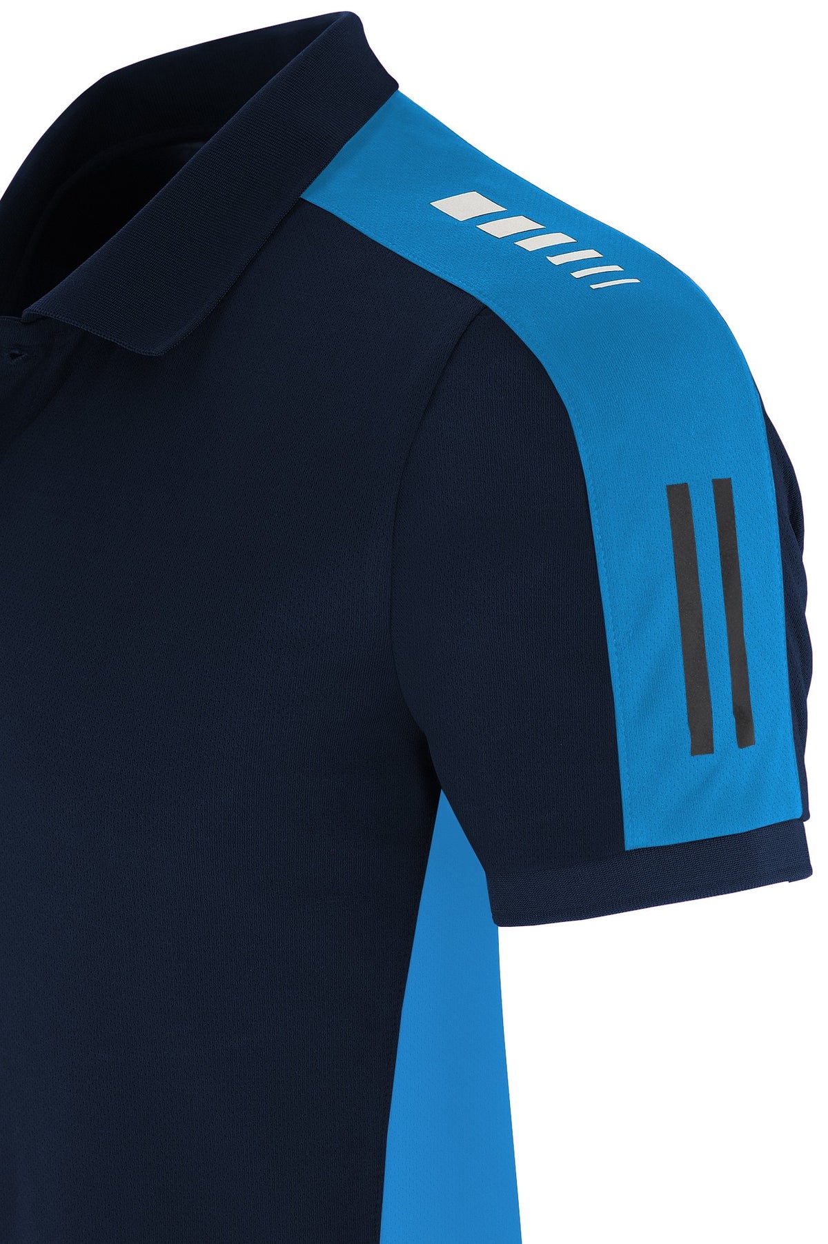 Polo técnico azul-marinho com lateral azul-royal poliéster 150 g, vista 2