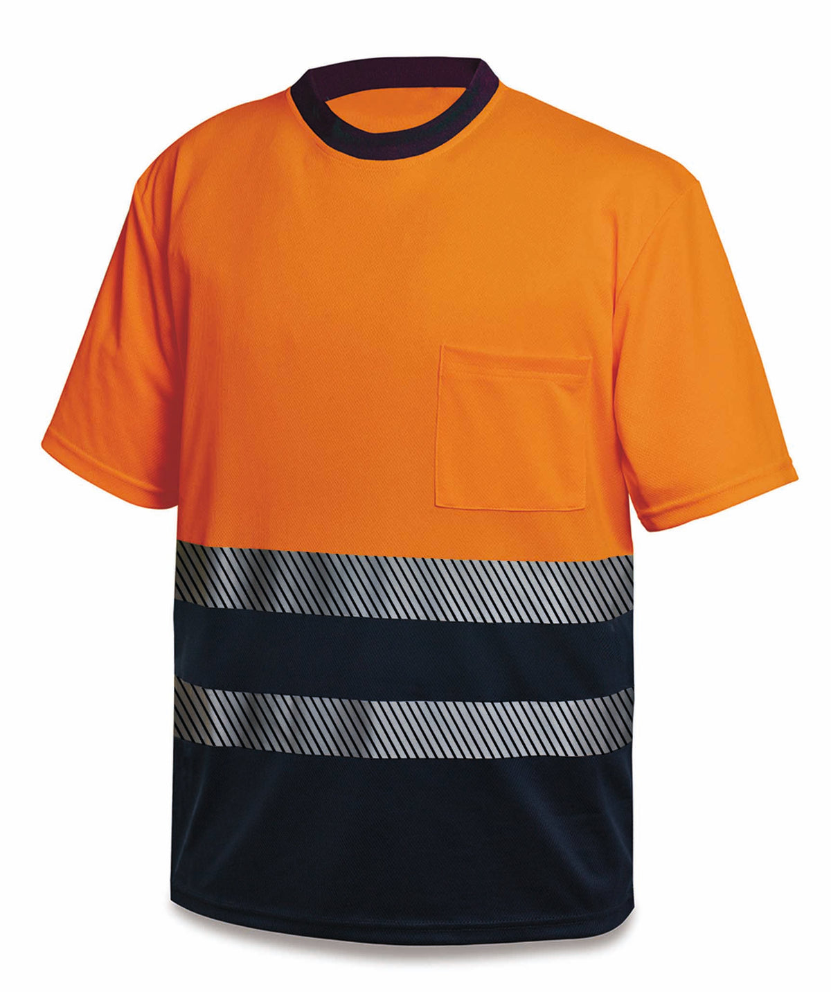 T-shirt de alta visibilidade bicolor Dixie laranja poliéster com bandas segmentadas 150 g
