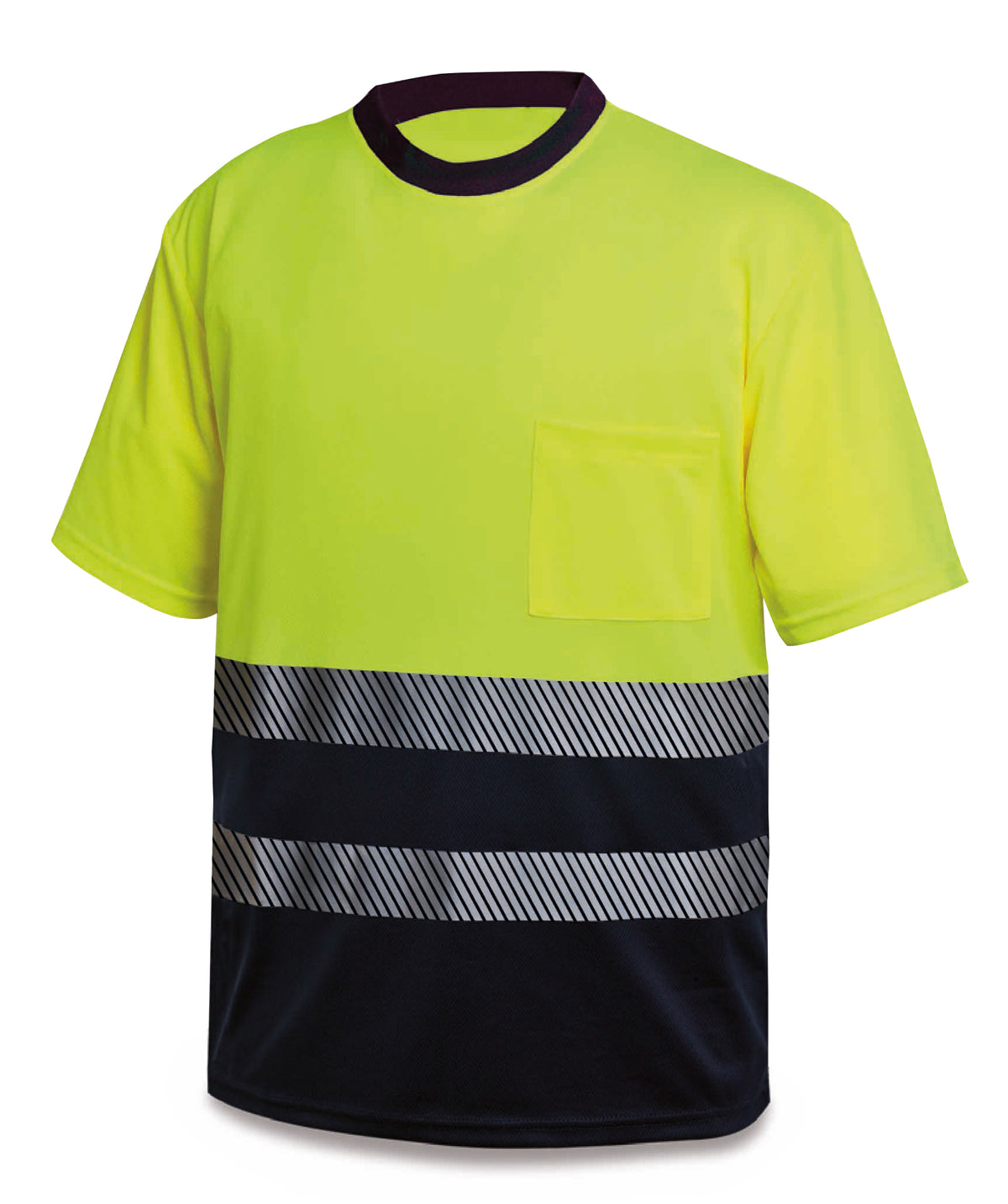 T-shirt de alta visibilidade bicolor Dixie amarela poliéster com bandas segmentadas 150 g