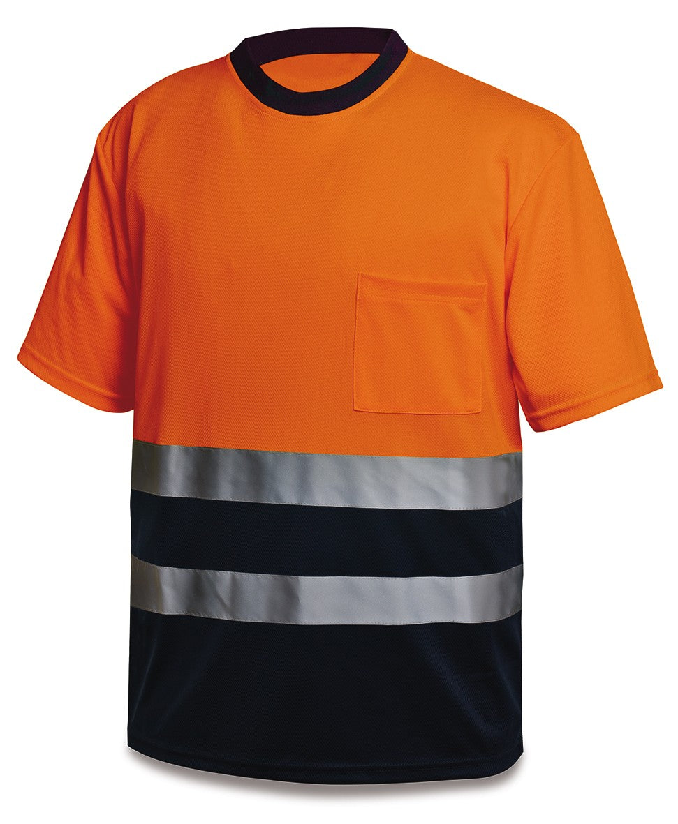 T-shirt de alta visibilidade Optic laranja/azul-marinho poliéster 150 g