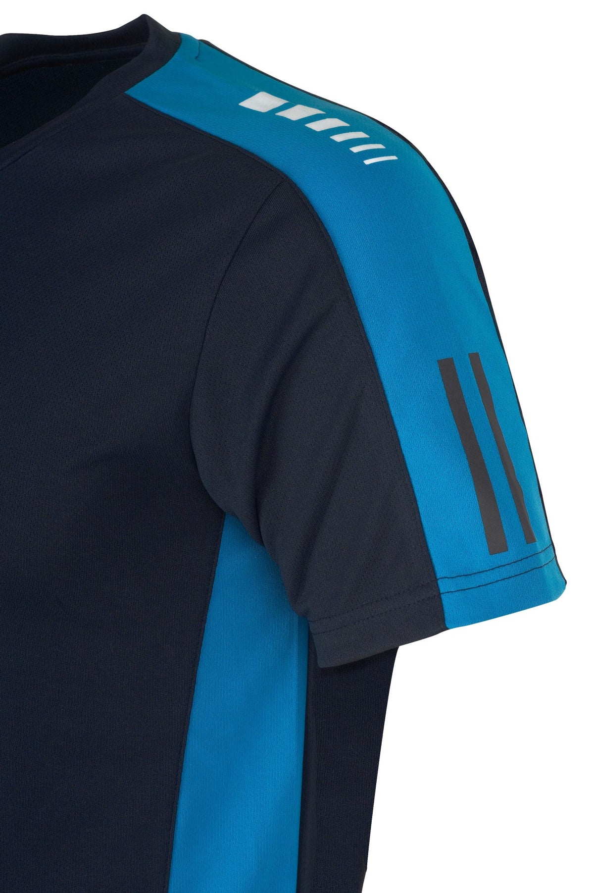 T-shirt técnica azul-marinho com lateral azul-royal poliéster 150 g, vista 2