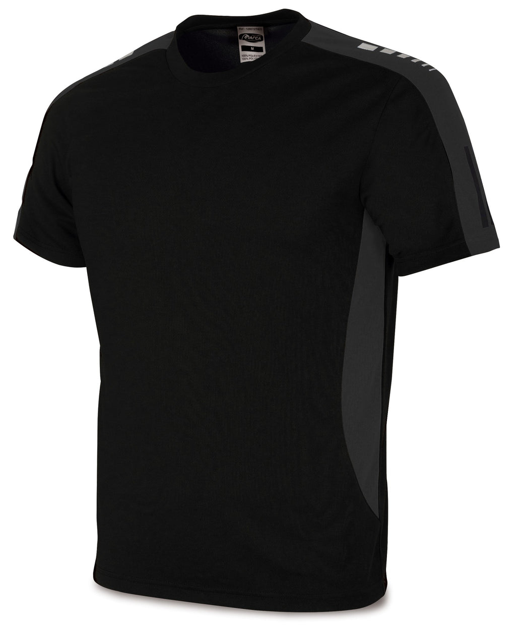 T-shirt técnica preta com lateral cinzenta poliéster 150 g