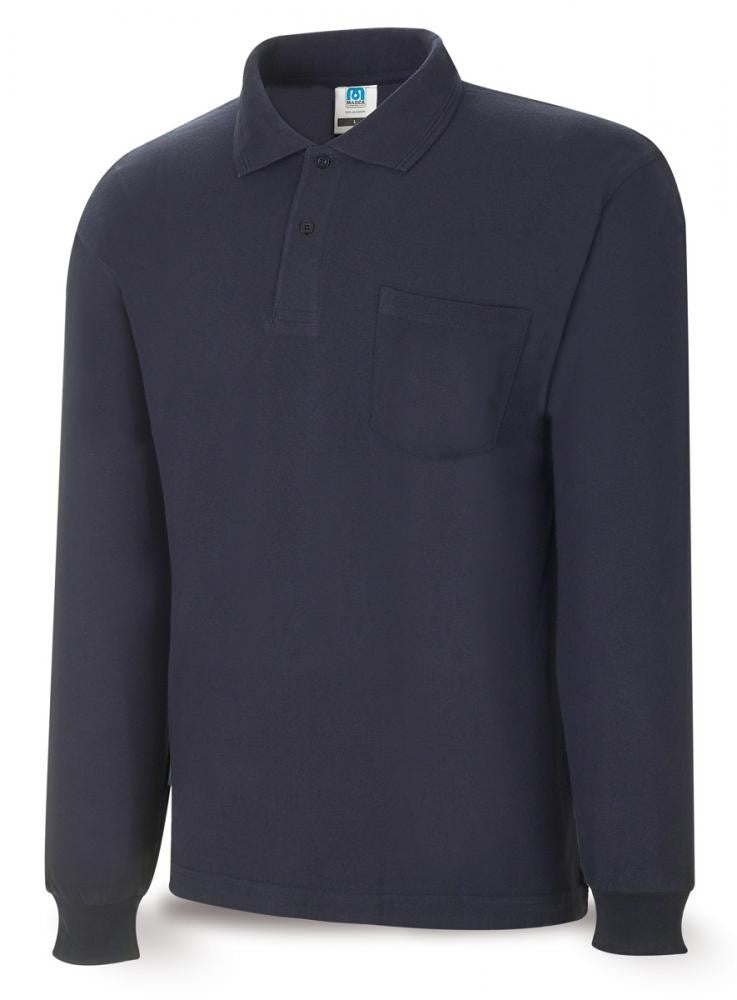 Polo Basic azul-marinho 100% algodão 200 g manga comprida