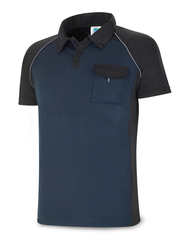 Polo técnico azul-marinho/preto poliéster 135 g