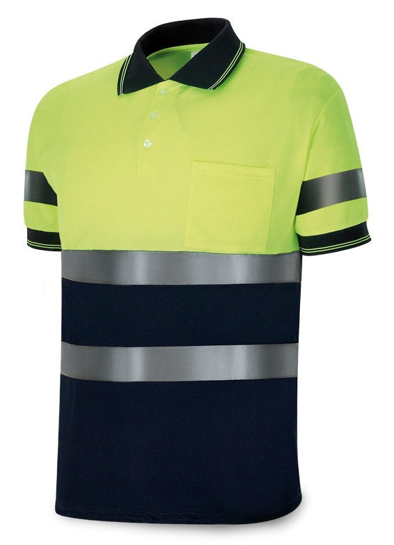 Polo de alta visibilidade Spark amarelo/azul-marinho poliéster 160 g
