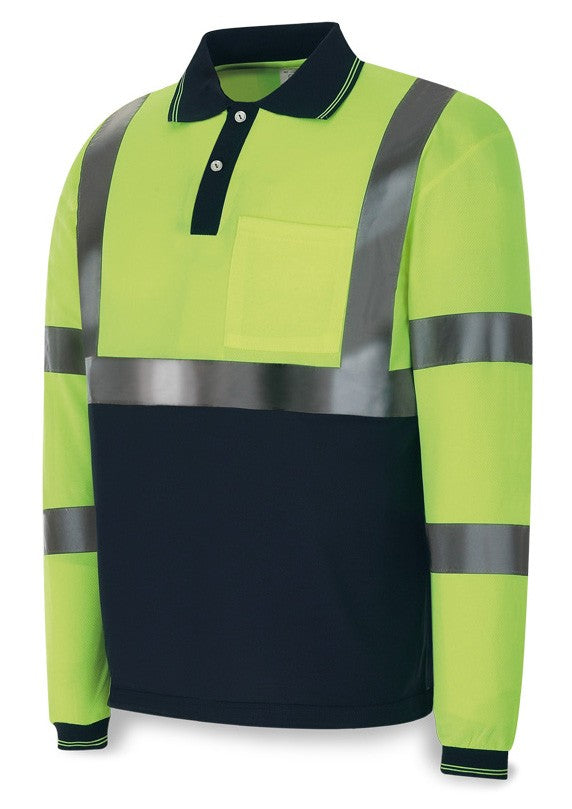 Polo de alta visibilidade Neonix amarelo/azul-marinho poliéster 160 g