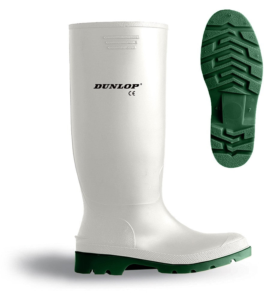 Bota de água branca PVC/nitrilo cano alto Dunlop 380