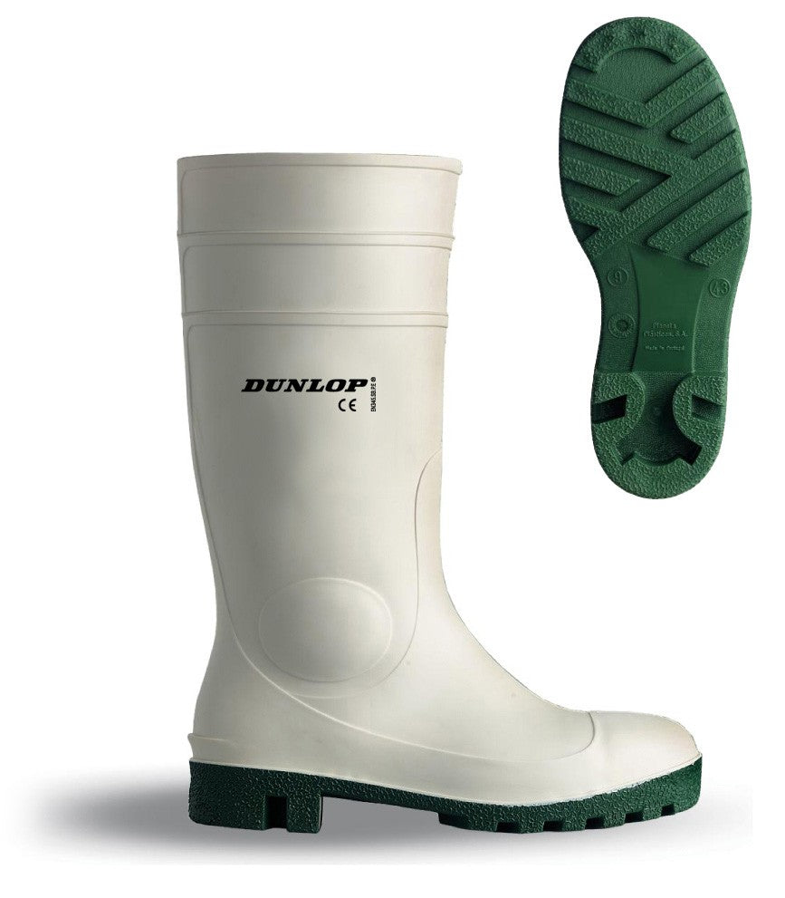 Bota de água de segurança branca S4 PVC/nitrilo cano alto Dunlop 171BV