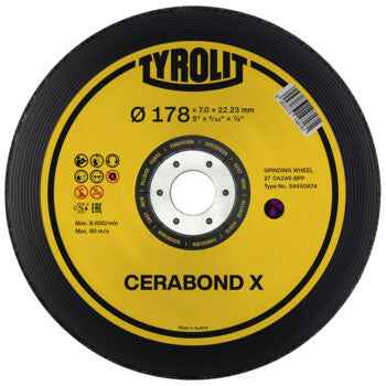 Disco de Desbaste Premium CERABOND X 27E CAS-BFP 27E 178x7x22,23 CA24S-BFP TYROLIT - Caixa 5 unidades