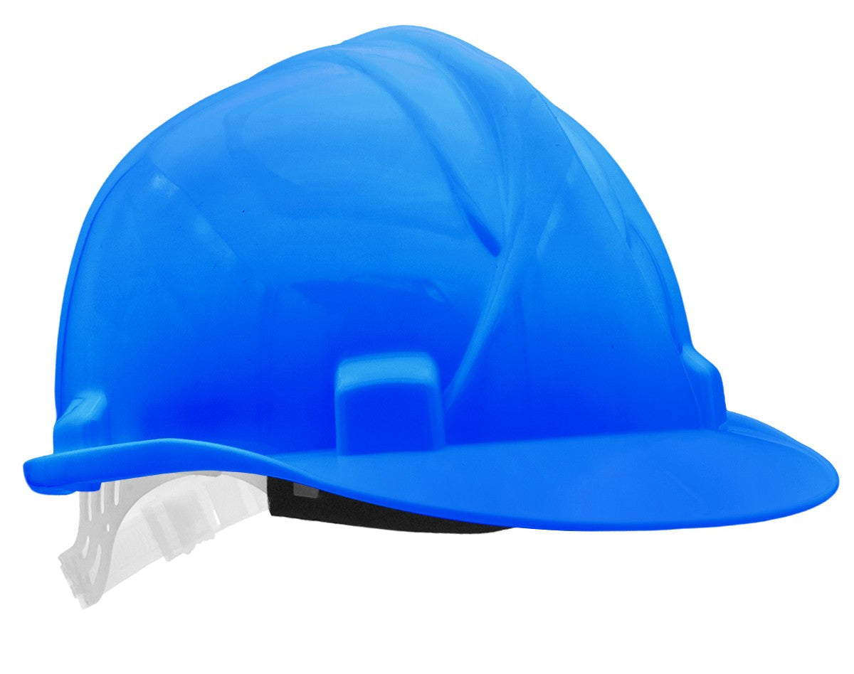 Capacete de proteção com fecho de fita azul