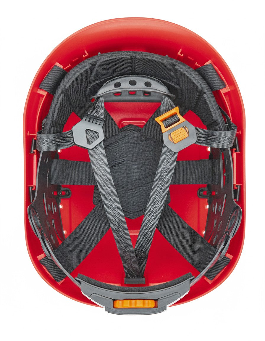 Capacete de proteção ventilado Eolo vermelho para trabalhos em altura, vista 2
