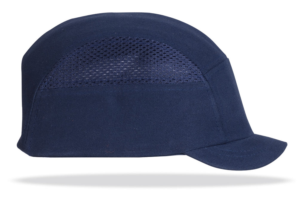 Boné de proteção antipancada Bumper Pro azul-marinho com pala curta (3 cm) e grelhas de ventilação