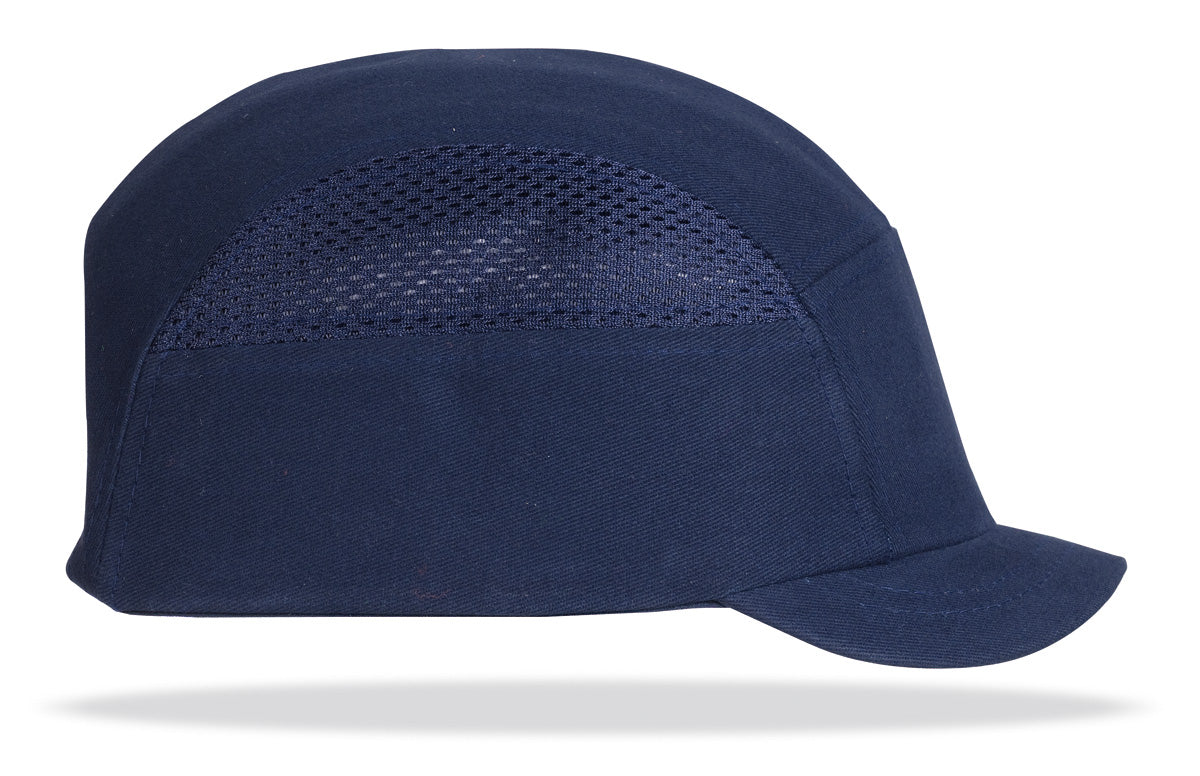 Boné de proteção antipancada Bumper Pro azul-marinho com pala curta (3 cm) e grelhas de ventilação