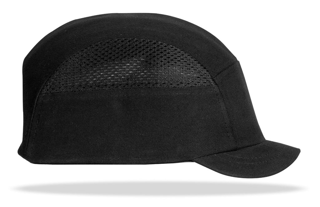 Boné de proteção antipancada Bumper Pro preto com pala curta (3 cm) e grelhas de ventilação (ref. GPPCNNE)