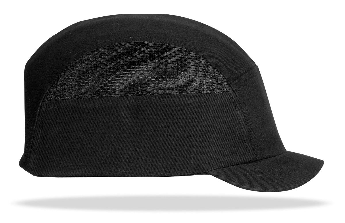 Boné de proteção antipancada Bumper Pro preto com pala curta (3 cm) e grelhas de ventilação (ref. GPPCNNE)