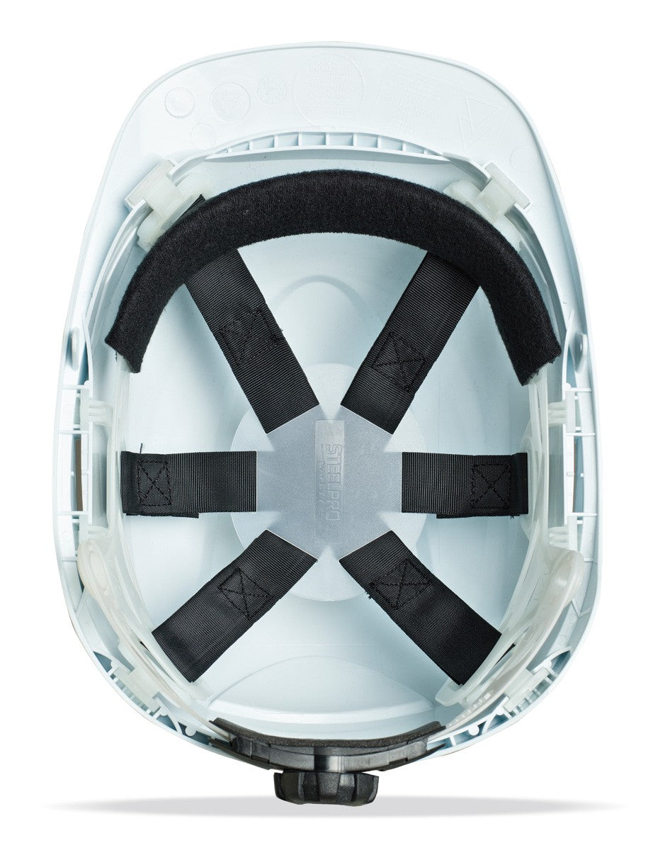 Capacete de proteção eletricamente isolante Thor branco com roquete e arnês têxtil de 6 pontos, vista 3