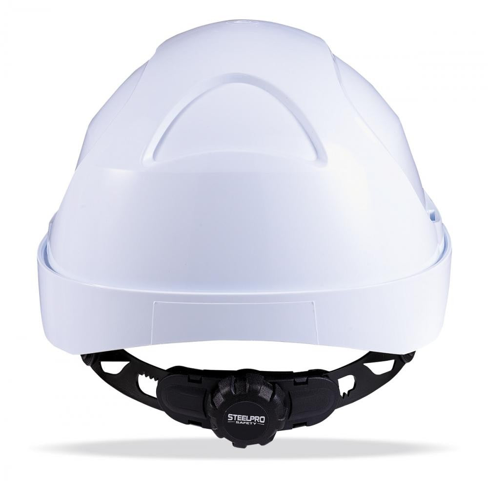 Capacete de proteção ventilado Thor branco com roquete e arnês têxtil de 6 pontos, vista 3