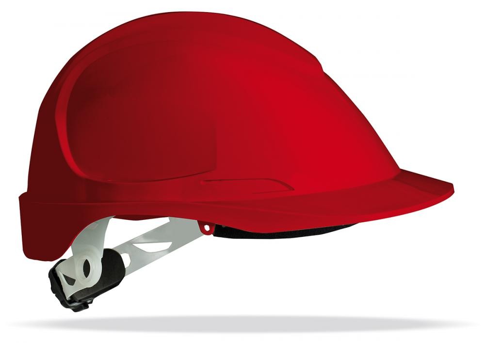 Capacete de proteção eletricamente isolante Thor vermelho com roquete e arnês têxtil de 6 pontos