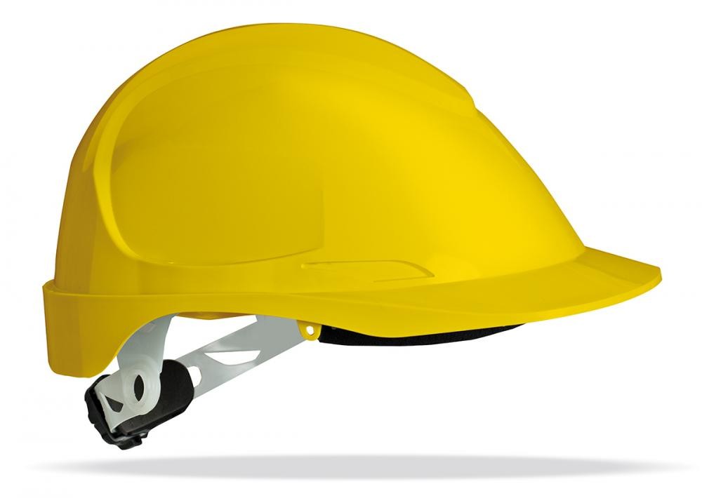 Capacete de proteção eletricamente isolante Thor amarelo com roquete e arnês têxtil de 6 pontos