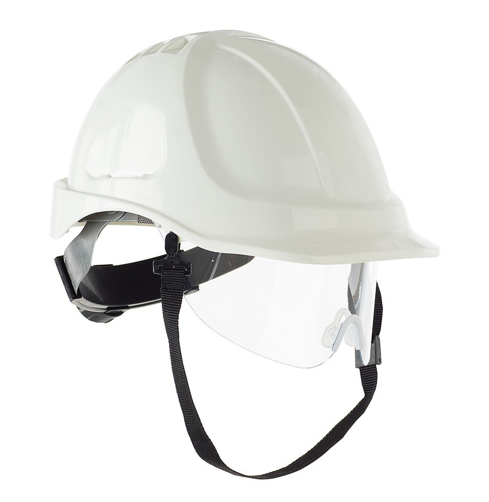 Capacete de proteção eletricamente isolante Vision branco com viseira retrátil e roquete