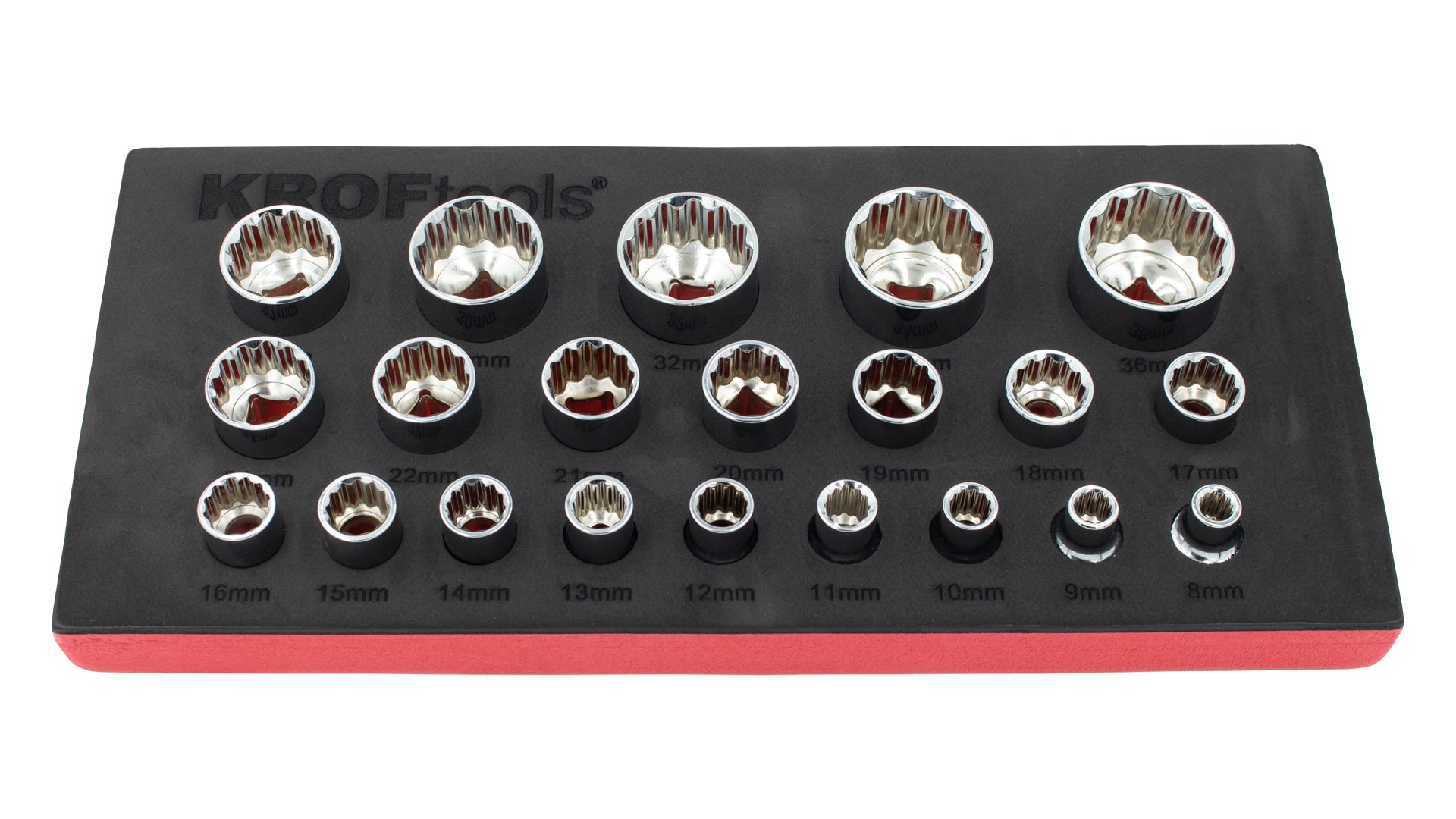 MÓDULO CHAVES CAIXA 1/2'' BIHEX. 21PCS - KROFtools