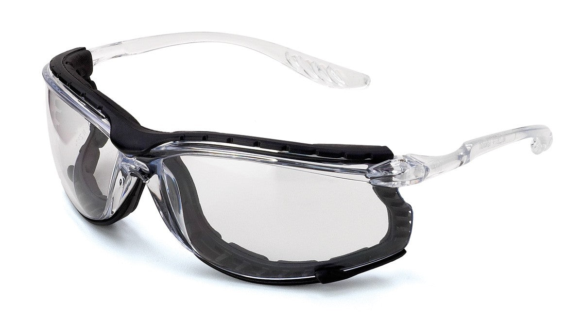 Óculos de proteção Osmio lente incolor, hastes flexíveis transparentes e espuma interior em EVA amovível