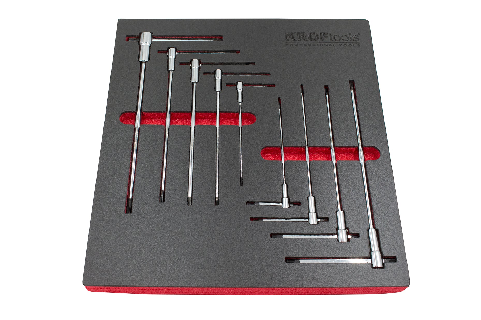 KIT 9PCS CHAVES ALLEN MACHO TORX COM CABO EM T DESLIZANTE T10-T50 - KROFtools