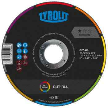 Disco Corte Universal em Lata 41C 125x1x22,23 AC60Q-BFB/TIN10 TYROLIT - Caixa 10 unidades