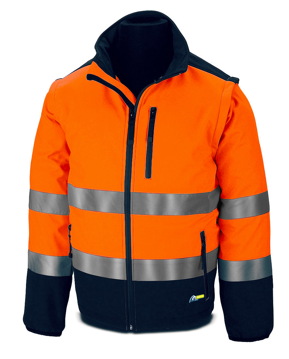 Blusão softshell de alta visibilidade Ámbar bicolor laranja com mangas amovíveis 310 g