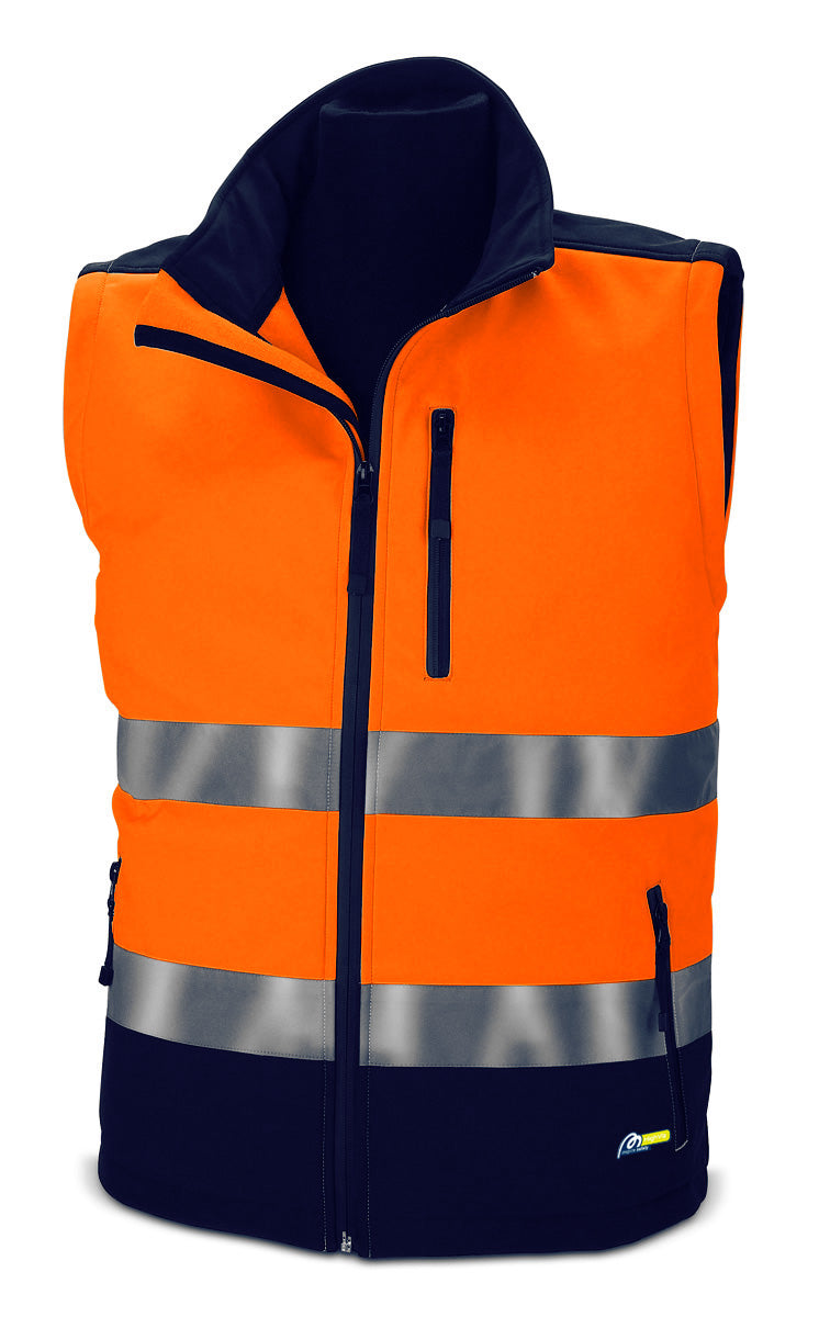 Blusão softshell de alta visibilidade Ámbar bicolor laranja com mangas amovíveis 310 g, vista 2