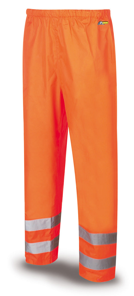 Calças de chuva de alta visibilidade Lux laranja poliéster 140 g
