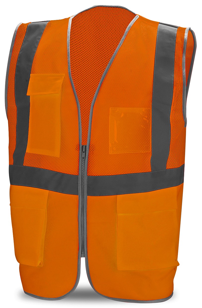 Colete de alta visibilidade em malha/rede Esvet laranja com vários bolsos 120/50 g