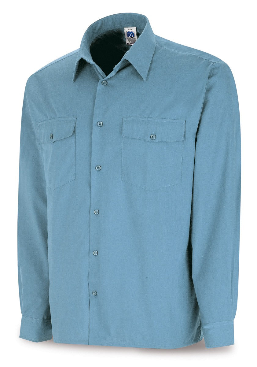 Camisa azul-celeste poliéster/algodão 95 g manga comprida