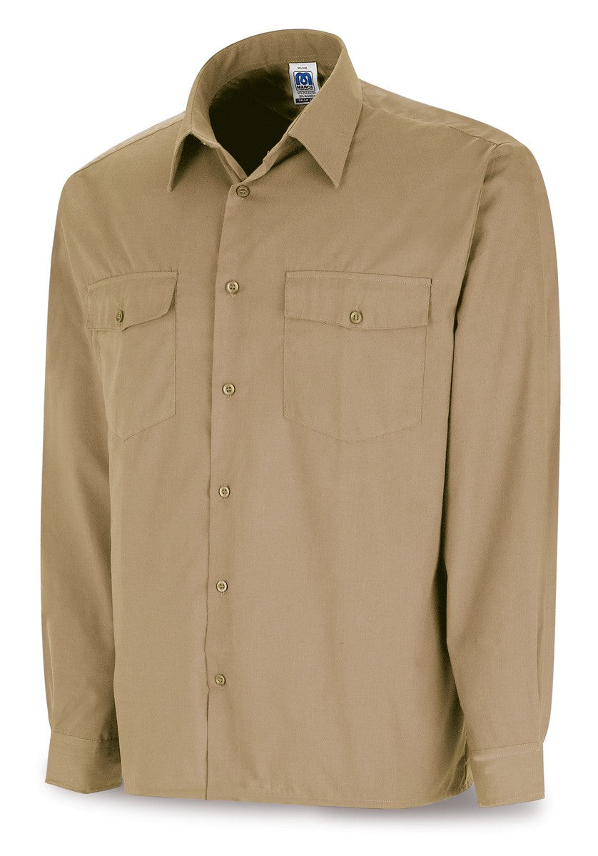 Camisa bege poliéster/algodão 95 g manga comprida