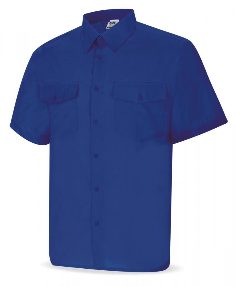 Camisa azul-royal poliéster/algodão 95 g manga curta