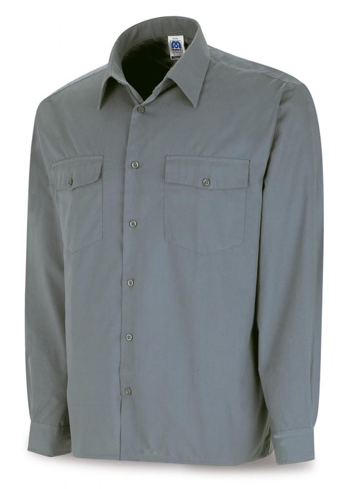 Camisa cinzenta poliéster/algodão 95 g manga comprida