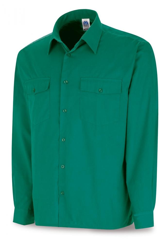 Camisa verde poliéster/algodão 95 g manga comprida