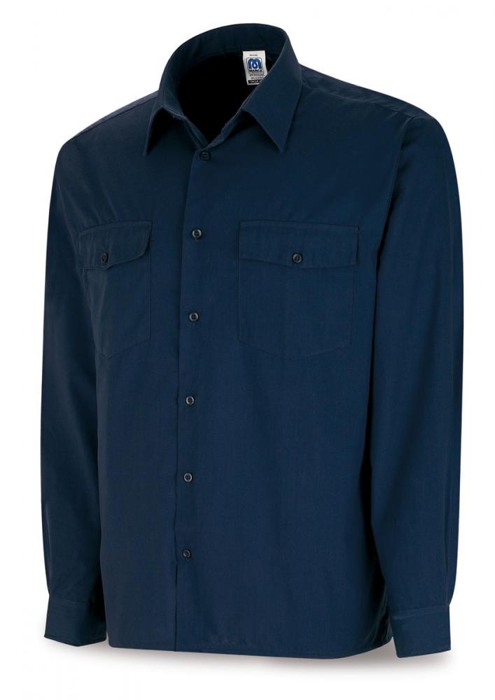 Camisa azul-marinho algodão 125 g manga comprida