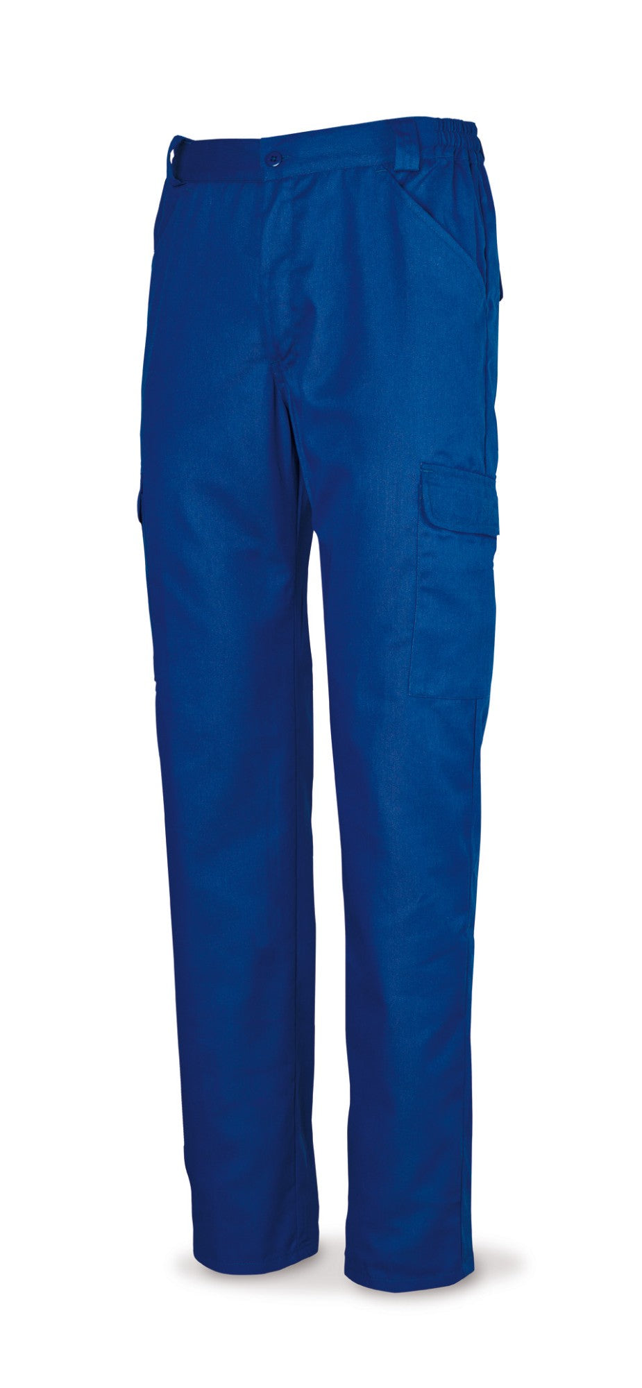 Calças azul-royal poliéster/algodão 200 g com vários bolsos