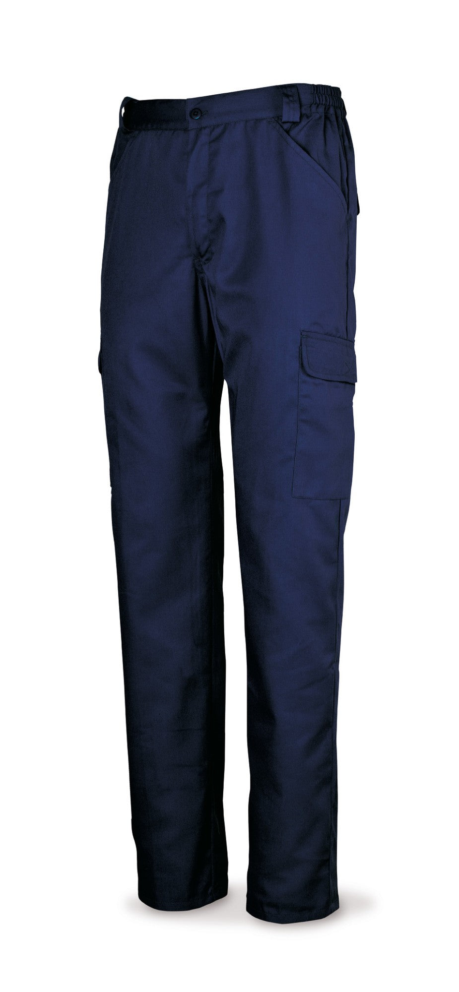 Calças azul-marinho poliéster/algodão 200 g com vários bolsos
