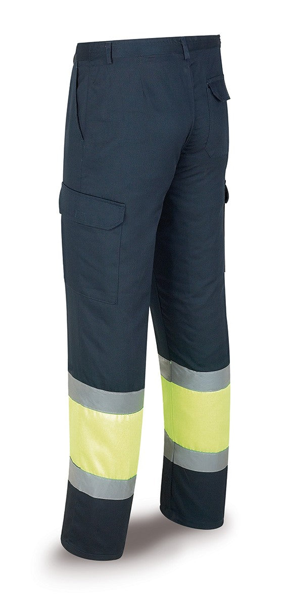 Calças bicolor de alta visibilidade Galaxy amarelo/azul-marinho poliéster/algodão 200 g, vista 2