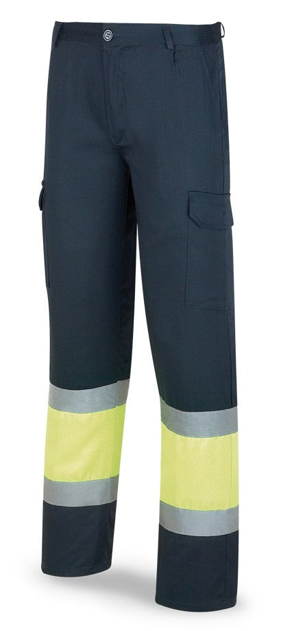 Calças bicolor de alta visibilidade Galaxy amarelo/azul-marinho poliéster/algodão 200 g