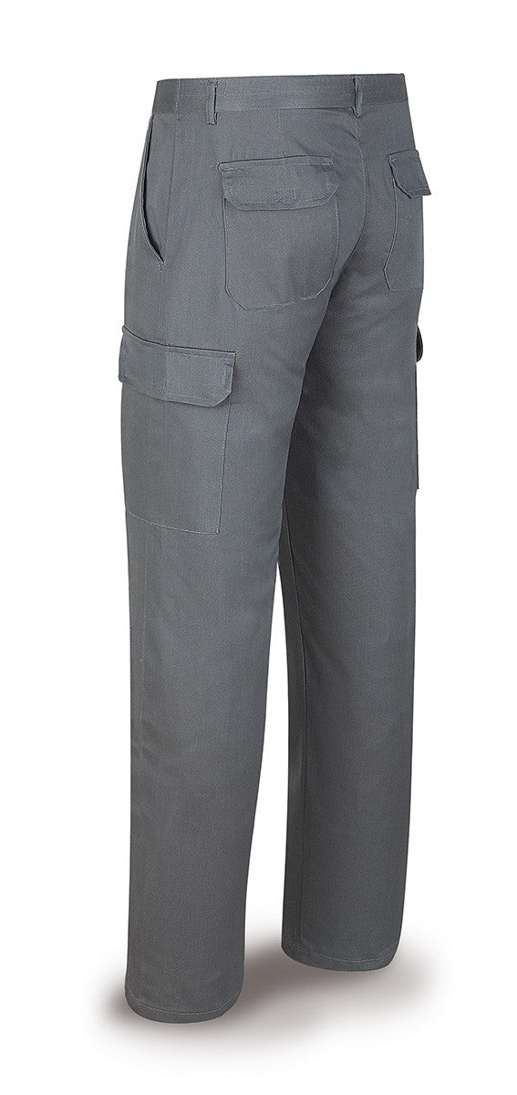 Calças cinzentas poliéster/algodão 200 g com vários bolsos, vista 2