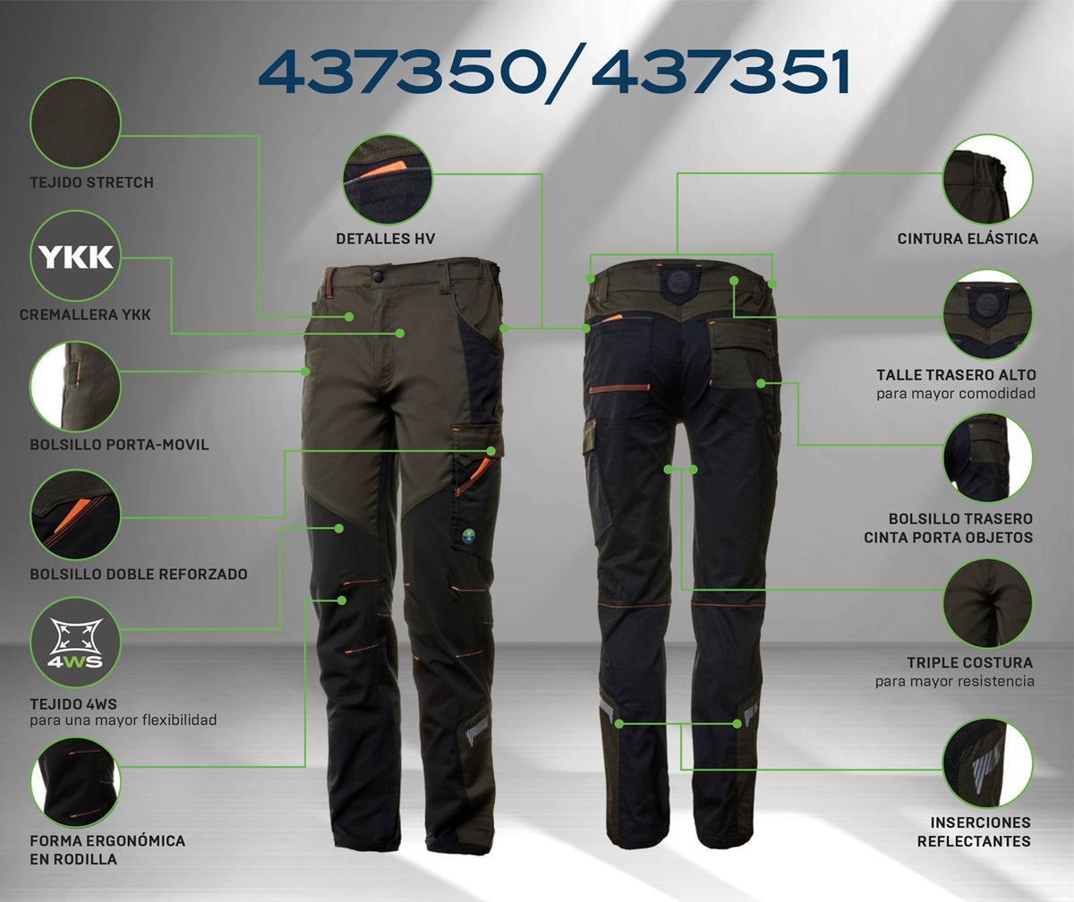 Calças Nice Stretch verde/preto 245 g + 4WS com vários bolsos, vista 2