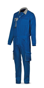 Fato-macaco azul-royal algodão 270 g com vários bolsos