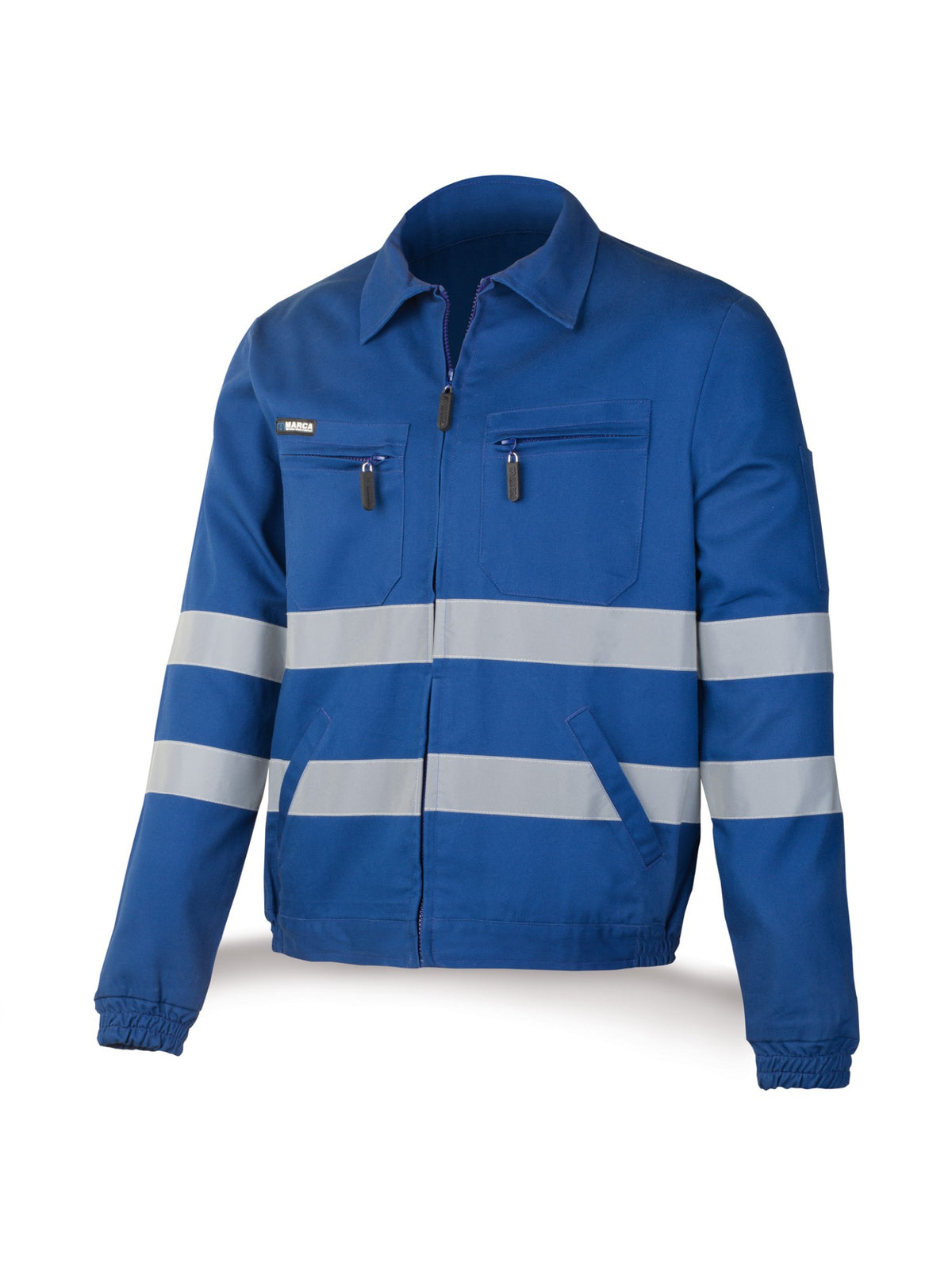 Casaco azul-royal algodão 245 g com bandas refletoras